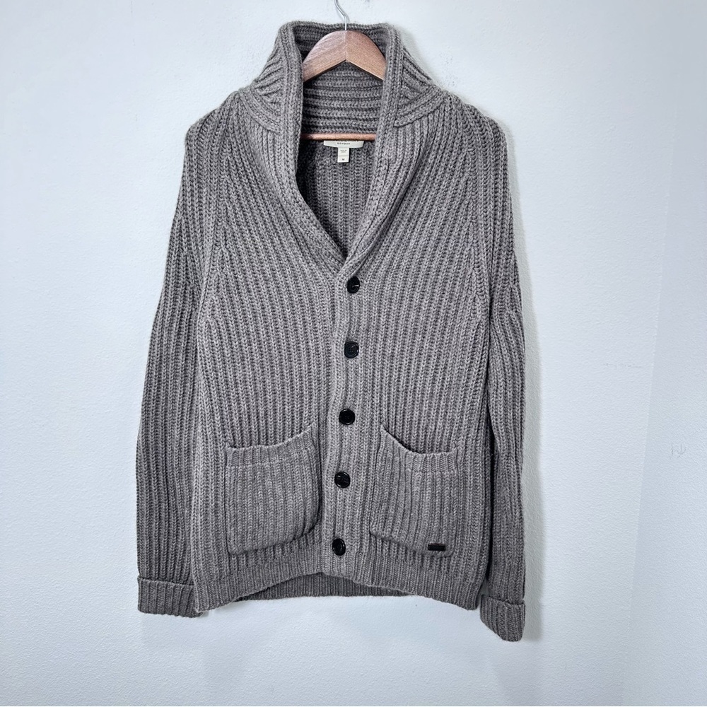 Burberry Gray Ribbed Cardigan Sweater